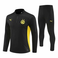BVB Borussia Dortmund Mens Black Training Technical Football Tracksuit 2024-25