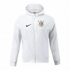 Corinthians Mens White Hooded Windrunner Football Jacket 2024-25