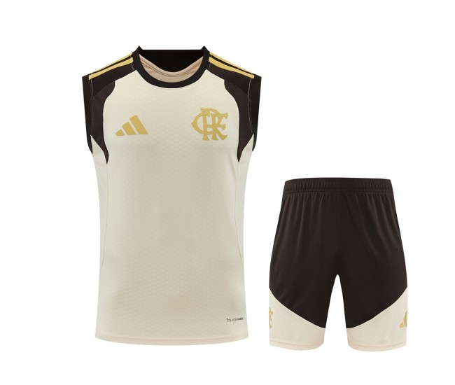 CR Flamengo Adult Beige Training Sleeveless Football Kit 2026