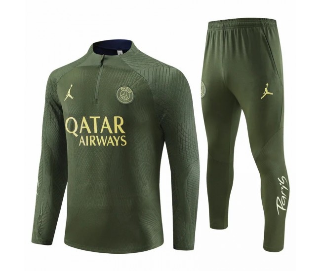 Jordan PSG Green Training Technical Football Tracksuit 2023-24