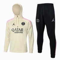 PSG Jordan Beige Training Hooded Technical Football Tracksuit 2024-25