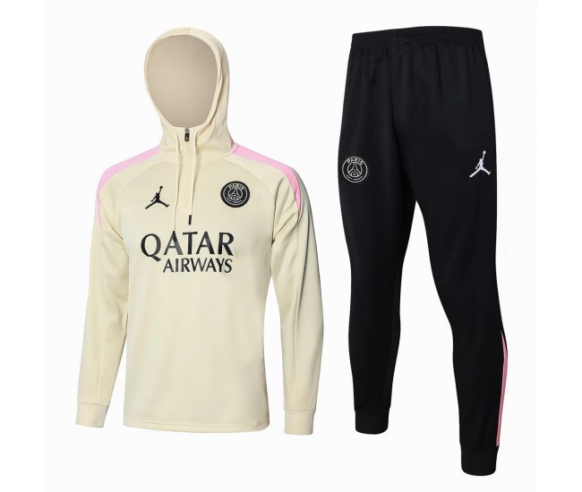 PSG Jordan Beige Training Hooded Technical Football Tracksuit 2024-25