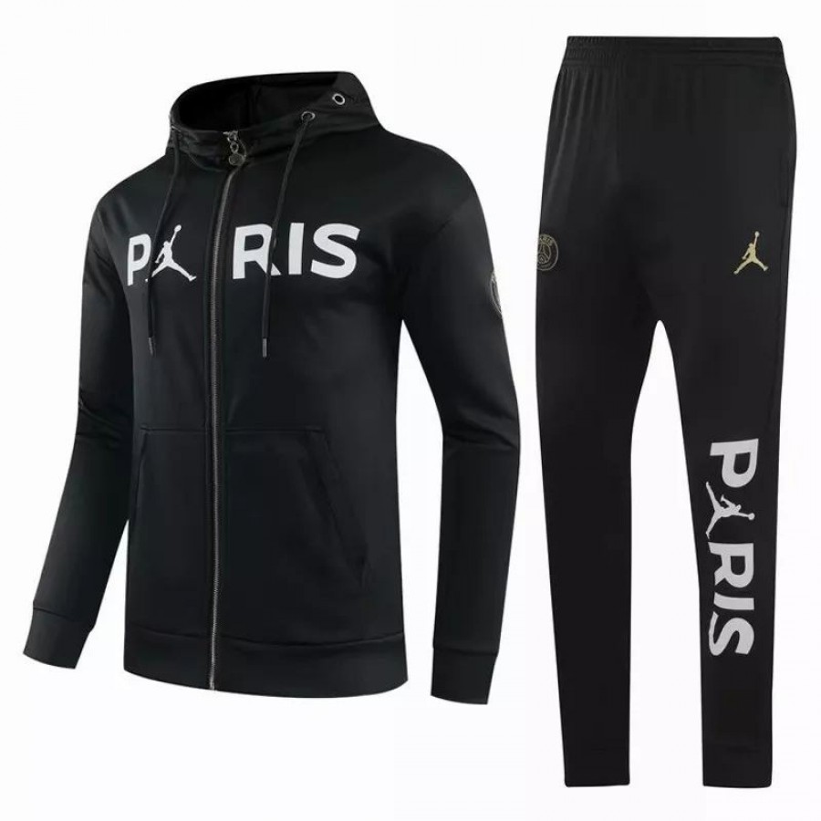 Jordan X Psg Black Soccer Presentation Tracksuit Black 2020 2021 | Footballtracksuit.com