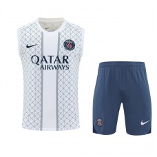 Paris Saint-Germain Mens Pre Match White Sleeveless Training Kit 2025-26