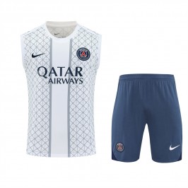 Paris Saint-Germain Mens Pre Match White Sleeveless Training Kit 2025-26 Paris Saint-Germain Mens Pre Match White Sleeveless Training Kit 2025-26