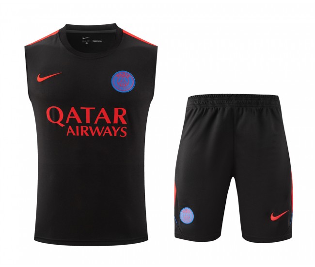 Paris Saint Germain Strike Black Sleeveless Training Football Kit 2026-27