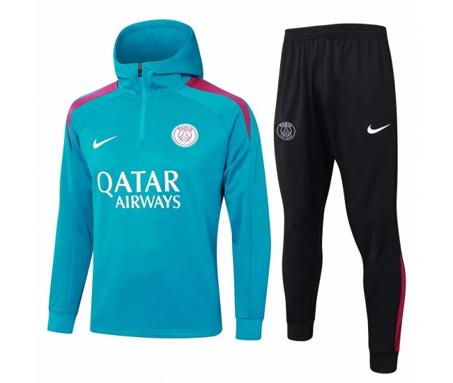 PSG Blue Training Hooded Technical Football Tracksuit 2024-25