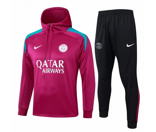 PSG Maroon Training Hooded Technical Football Tracksuit 2024-25