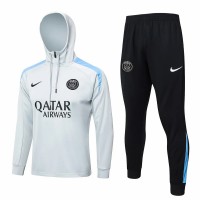 PSG White Training Hooded Technical Football Tracksuit 2024-25