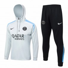 PSG White Training Hooded Technical Football Tracksuit 2024-25