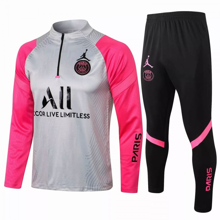 PSG Jordan Training Technical Soccer Tracksuit Grey Pink 2021 2022 ...