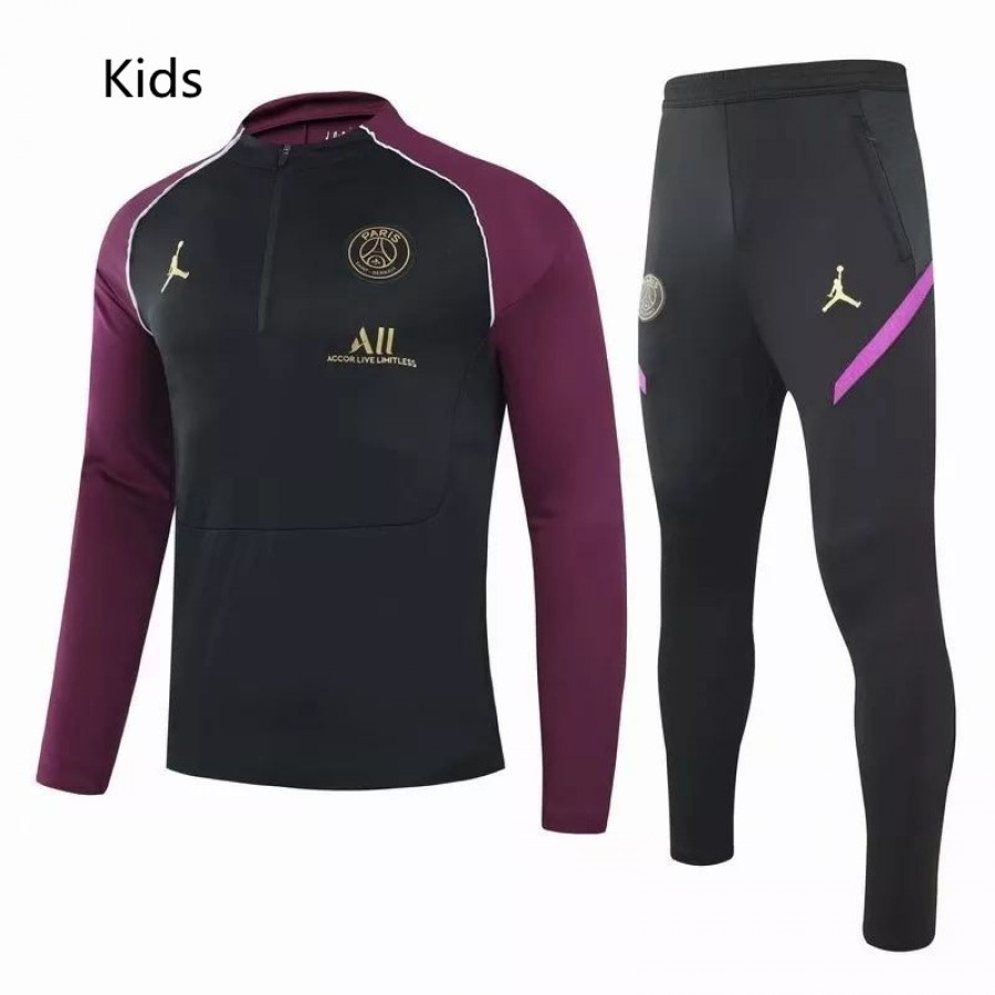 PSG Jordan Training Technical Soccer Tracksuit Kids Black Purple 2021