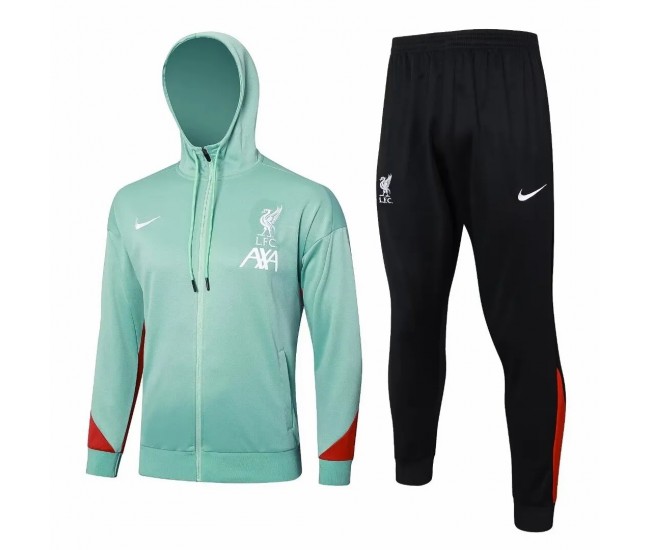Liverpool FC Green Training Hooded Presentation Football Tracksuit 2024-25
