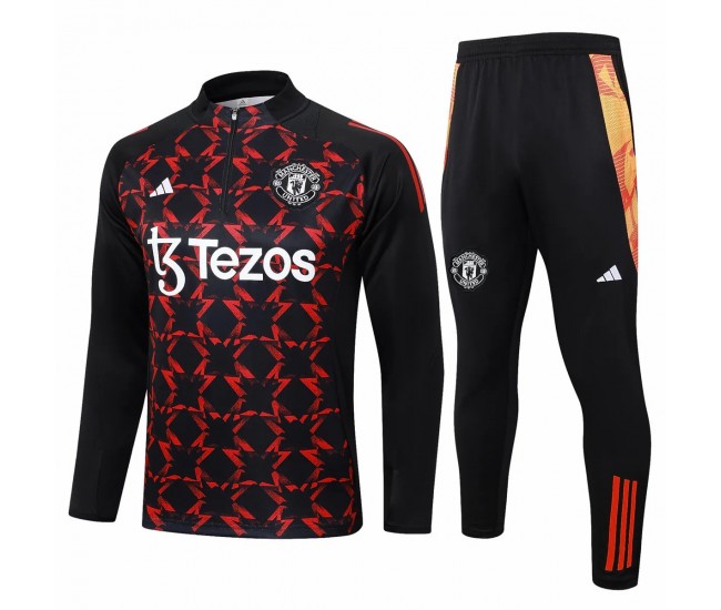 Manchester United Black Training Technical Football Tracksuit 2024-25