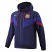 FC Barcelona Mens AWF Raglan Hoodie Football Jacket Blue 2023-24