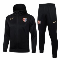 FC Barcelona Black Hooded Presentation Football Tracksuit 2024-25