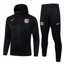 FC Barcelona Black Hooded Presentation Football Tracksuit 2024-25