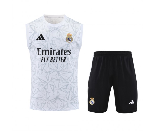 Real Madrid Mens Pre Match Sleeveless Football Kit 2024-25
