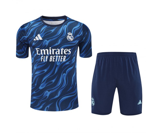 Real Madrid Mens Pre Match Blue Football Training Kit 2025-26