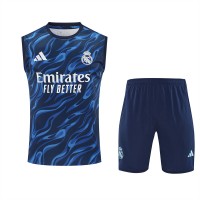 Real Madrid Mens Pre Match Sleeveless Blue Football Kit 2025-26