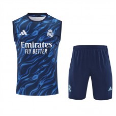 Real Madrid Mens Pre Match Sleeveless Blue Football Kit 2025-26