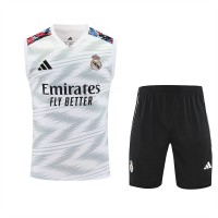 Real Madrid Mens Pre Match Sleeveless White Football Kit 2025-26
