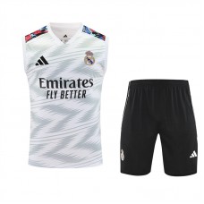 Real Madrid Mens Pre Match Sleeveless White Football Kit 2025-26