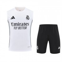 Real Madrid Mens Pre Match White Sleeveless Kit 2025-26