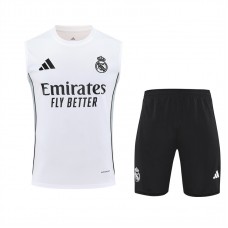Real Madrid Mens Pre Match White Sleeveless Kit 2025-26