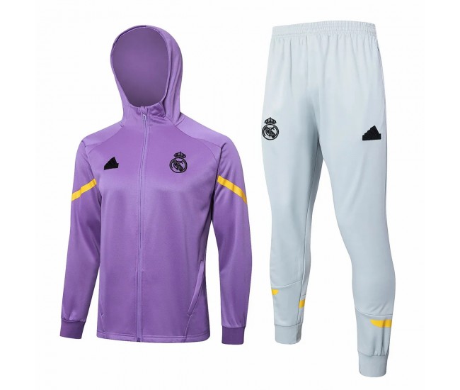 Real Madrid Purple Hooded Presentation Football Tracksuit 2024-25