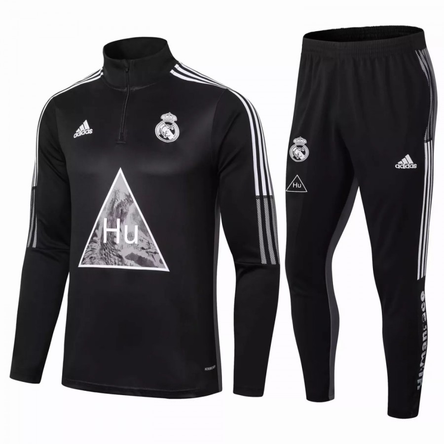 Real Madrid Training Soccer Tracksuit Human Race Black 2020 2021