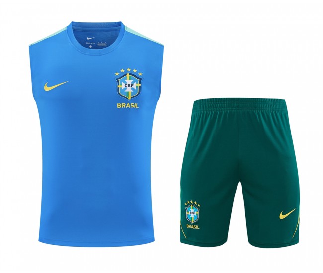 Brazil Adult Pre Match Sleeveless Blue Football Kit 2026