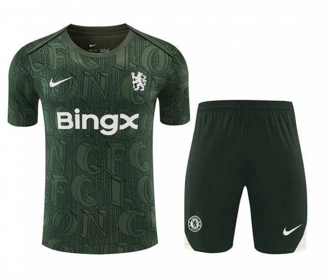 Chelsea Adult Pre Match Training Green Football Kit 2025-26