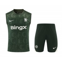 Chelsea Adult Pre Match Training Green Sleeveless Football Kit 2025-26