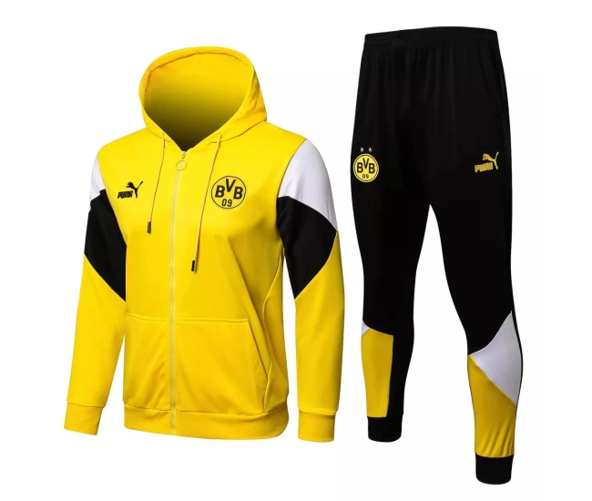 BVB Borussia Dortmund Yellow Hooded Presentation Football Tracksuit 2021-22