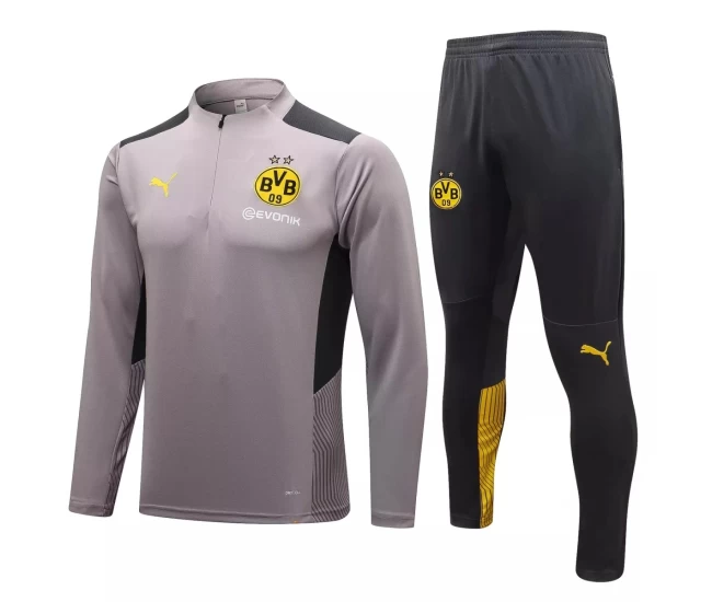 BVB Borussia Dortmund Grey Training Technical Football Tracksuit 2021-22