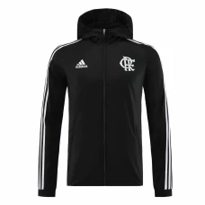 Flamengo Mens Windrunner Full Zip Hooded Football Jacket Black 2023-24