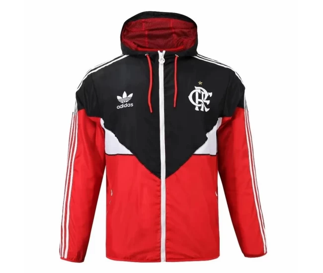 Flamengo Mens Windrunner Full Zip Hooded Football Jacket Red 2023-24