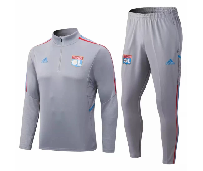 Olympique Lyonnais Grey Training Technical Football Tracksuit 2022-23