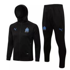 Olympique Marseille Black Hooded Presentation Football Tracksuit 2021-22