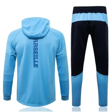 Olympique Marseille Blue Hooded Presentation Football Tracksuit 2021-22