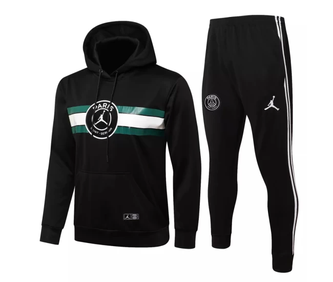 PSG X Jordan Hooded Black Training Technical Football Tracksuit 2021-22