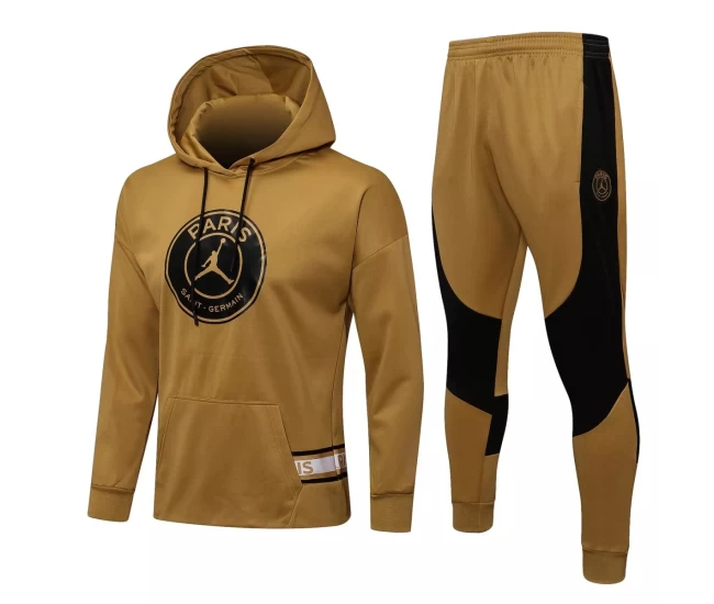 PSG X Jordan Hooded Golden Training Technical Football Tracksuit 2021-22