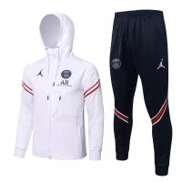 PSG X Jordan White Hooded Presentation Football Tracksuit ​2021-22