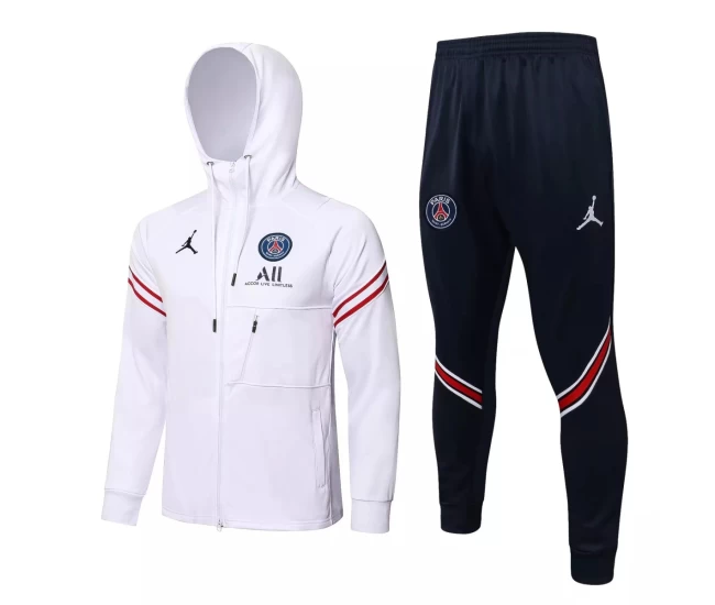 PSG X Jordan White Hooded Presentation Football Tracksuit ​2021-22