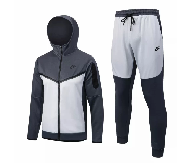 Nike Grey White Training Hoodie Presentation Football Tracksuit 2022-23
