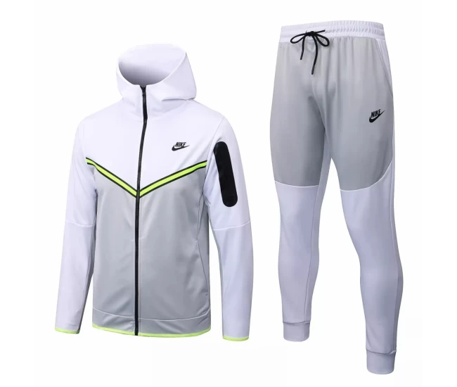 Nike White Grey Training Hoodie Presentation Football Tracksuit 2022-23