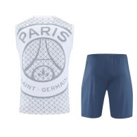 Paris Saint-Germain Mens Pre Match White Sleeveless Training Kit 2025-26