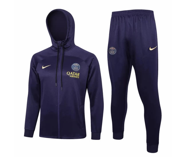 PSG Navy Hooded Presentation Football Tracksuit 2023-24