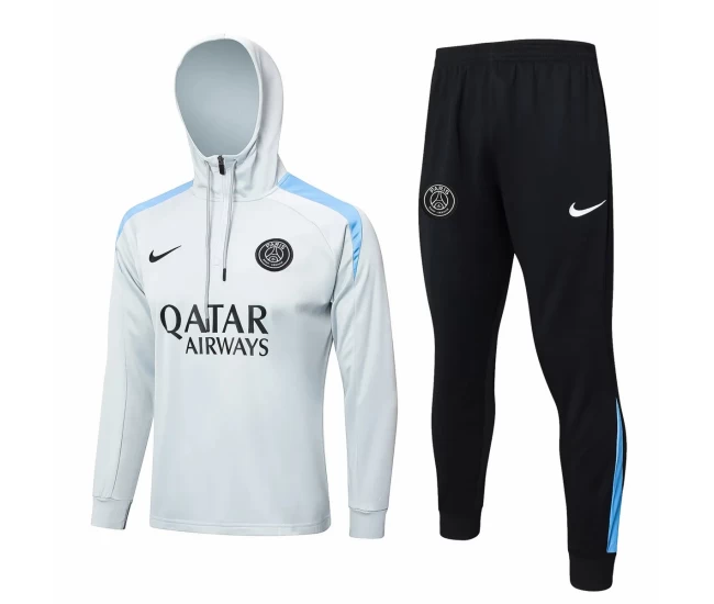 PSG White Training Hooded Technical Football Tracksuit 2024-25